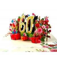 Handmade 3D pop up card 60 Sixty happy birthday rose flower pot celebrations 